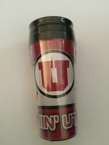 University of Utah Runnin' Utes Travel Mug w/ Lid Cover