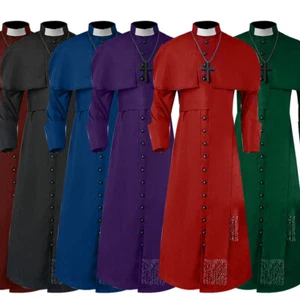 Mens Priest Robe Costume Women Clergy Attire Cassock Church Pulpit Liturgical - Picture 1 of 14