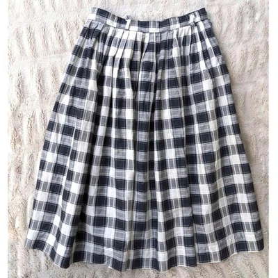 Saia Swing Xadrez Vintage Anos 50 DEADSTOCK Dan River Preta Branca e Prata, Tamanho 4 - Imagem 1 de 4