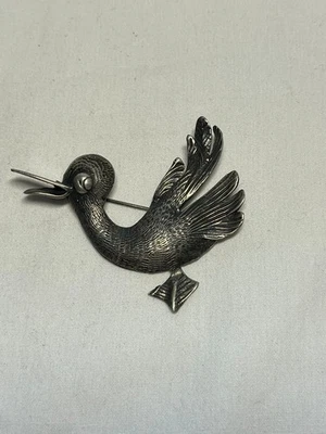 Broche prendedor vintage de plata de ley 925 con diseño de patito charlatán Brookraft Foto 1 de 4