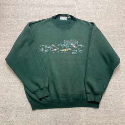Sudadera vintage American Eagle para hombre grande verde años 90 pesca Foto 1 de 4
