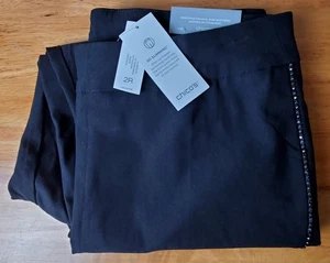 Pantaloni alla caviglia nuovi con etichette Chico's So Slimming Brigitte cuciture strass neri 2R 12 - Foto 1 di 15