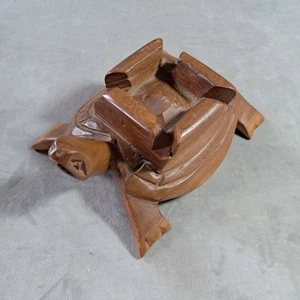 Vintage Carved Wooden Tortoise Turtle Ashtray(?) Ornament - Picture 1 of 9