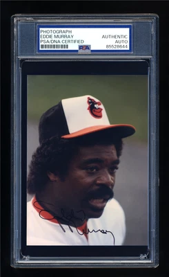 EDDIE MURRAY SIGNED ORIGINAL 1986 TYPE 1 PHOTO AUTO PSA/DNA BALTIMORE ORIOLES - Image 1 of 2
