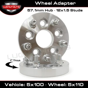 2 Wheel Spacers Adapters Converts 5x100 To 5x110 ¦ 1" Thick - Picture 1 of 3