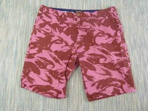 Scotch & Soda Shorts Mens Medium W34 Zip Fly Cotton Camouflage Pockets Pink - Picture 1 of 11