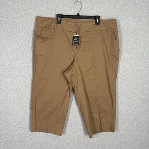 Just My Size Capri Pants 24 Brown Chino Khaki Elastic Waist Stretch 20" Inseam - Picture 1 of 12
