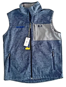 AFTCO Ripcord Vest Men M Navy Heather MJ37 Windproof Water Resistant Fishing - Picture 1 of 7