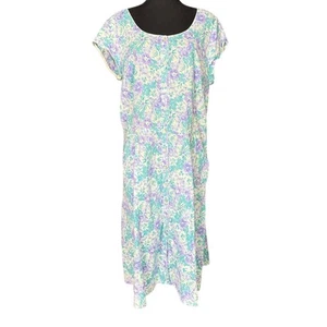 Lanz of Salzburg Blue & Purple Cotton Nightgown Mumu, Size XL - Picture 1 of 9