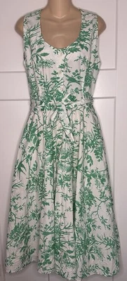 Платье J. Peterman Toile de Jouy без рукавов с зеленым и белым принтом размер 16 - Изображение 1 из 4