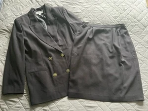 Women’s Vintage Atrium Collection 2pc Suit Blazer Skirt Black 14 - Picture 1 of 8
