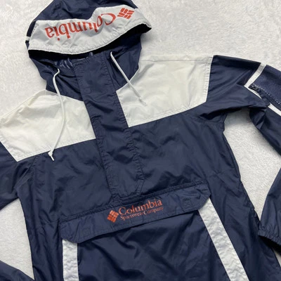 Cortavientos Columbia Sportwear 1/2 cremallera con capucha embalable para mujer S azul marino blanco Foto 1 de 4