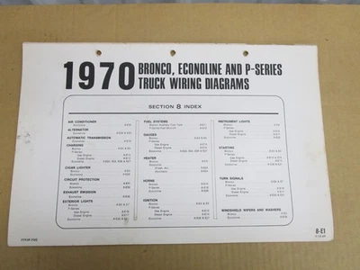 Ford Bronco Econoline 1970 diagrama de cableado hoja manual de servicio Foto 1 de 3