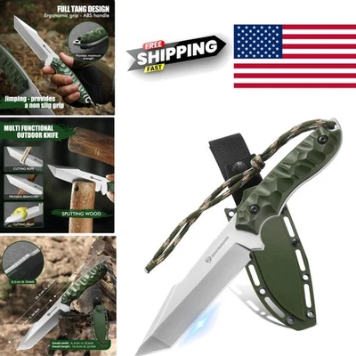 Bushcraft Knife 9.29 Inch Fixed Blade with Secure ABS Sheath for Adventures - Image 1 of 4