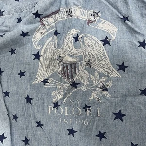 Polo Ralph Lauren Herren 2XL Blau Chambray Sternenmuster Adler Wappen E Pluribus Unum - Bild 1 von 12