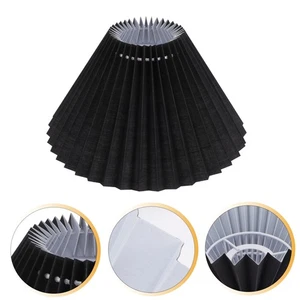 2 PCS Fabric Lampshade for Table Pleated Lampshades Black Patterned - Picture 1 of 12