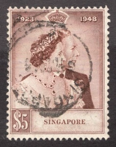 1948 Singapore Sc# 22 - $5, KGVI Silver Wedding Jubilee. Used Cv$45 - Picture 1 of 1