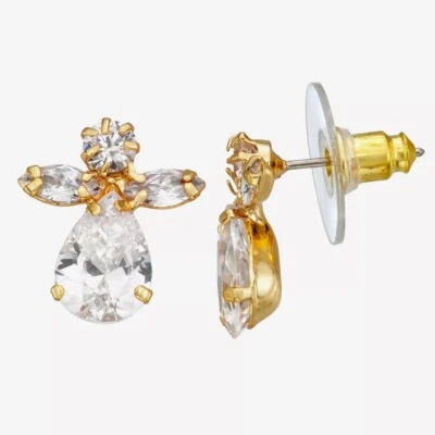 Pendientes Napier tono dorado y circonita cúbica ángel botón nuevos vacaciones de Navidad Foto 1 de 3