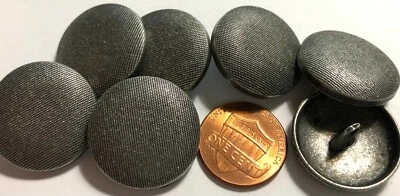 7 Antique Silver Tone Metal Shank Buttons Imitation Fabric 23mm 7/8" 11774 - Image 1 of 3
