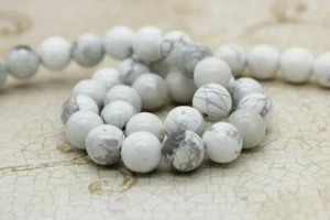 Natural Howlite Beads Polished Smooth Round Sphere Gemstone Beads - PG307 - Picture 1 of 3