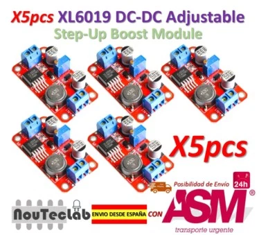 5pcs DC DC Boost Power Supply XL6019 Voltage Stabilized 5V/12V/24V Adjustable - Imagen 1 de 4