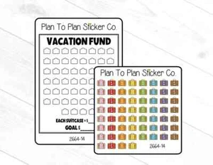 2664-14~~Vacation Fund Savings Plan Planner Stickers. - Picture 1 of 2