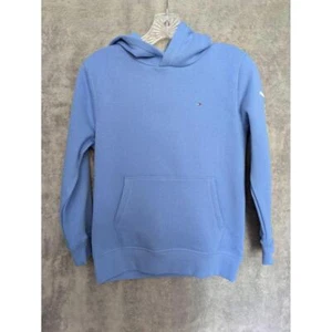 Tommy Hilfiger Hoodie Kids Medium Light Blue Kangaroo Pocket Casual Logo - Picture 1 of 10