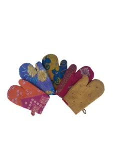 Set of 10 Pcs  Pot Holders Quilted Handmade Kitchen gloves, Kantha Oven Gloves - Picture 1 of 4