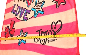 JOJO SIWA LOVE, PEACE, DANCE Throw Blanket Pink Stripe 43" x 64" - Picture 1 of 8