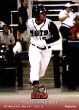 2013 Modesto Nuts Grandstand 19 Tyler Massey Chattanooga Tennessee Baseball Card