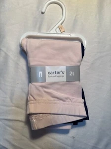 Carters 2T 2-Pack Baby/Toddler Leggings Pink & Navy Cotton Blend For Girls 38-6 - Picture 1 of 4