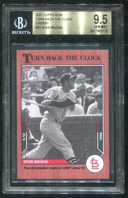 2021 Topps Now TBTC #43 Stan Musial Cherry /7 Graded 9.5 Gem Mint by BGS - Image 1 of 2