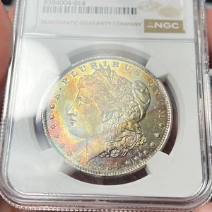 1884-O $1 MS63 NGC Toned Morgan Dollar - Beautiful Rainbow Toning - Picture 1 of 5