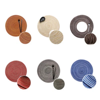 Set Of 2/4/6 PCS Round Woven Table Place Mat Heat Insulation Placemat Coaster - Image 1 of 3