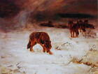 Wolves 2 Dark Snowy Night By Alfred Kowalsky-Wierusz Vintage Art