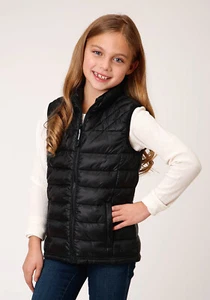 Roper Girls Black Nylon Parachute Insulated Vest - Picture 1 of 4