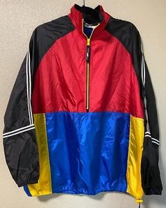 Vintage Pro Spirit Mens L/XL Windbreaker Pullover Red Yellow Blue Color Block - Picture 1 of 6