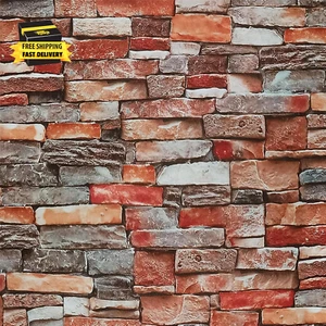 Brick Wallpaper Peel and Stick, Removable Stone Contact Paper for Walls House De - Picture 1 of 6