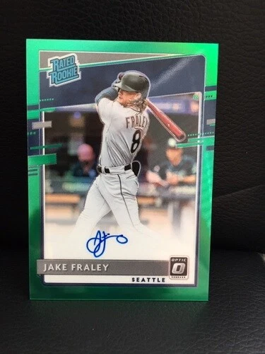 Jake Fraley 2020 Panini Optic Rated Rookie Signatures Green Holo Prizm /5 RR RC - Image 1 of 1