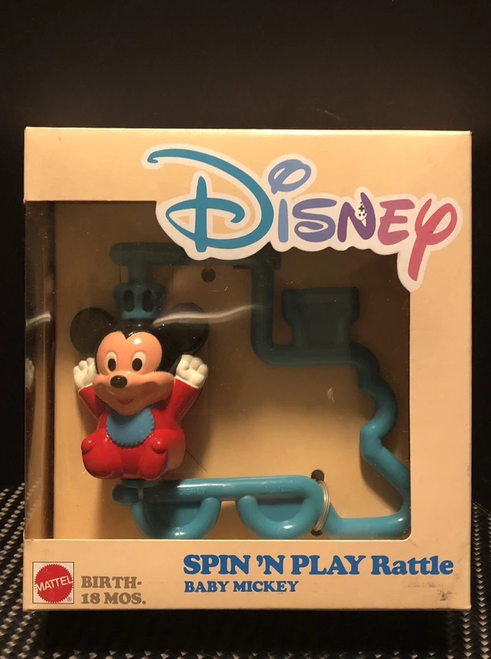 Vintage 1998 Disney Mickey Mouse Spin ‘N Play Azul Chocalho - Nascimento - 18MO NOS - Imagem 1 de 4