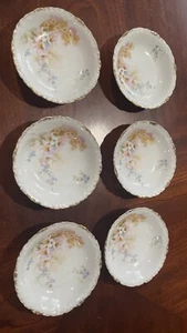 Vintage Bavarian Bread Plate 5” set 6 White pink Flowers Gold Trim Decorative - Picture 1 of 8