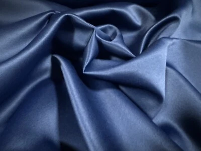 Woven Sateen Fabric, Per Metre - Plain - Blue - Image 1 of 3