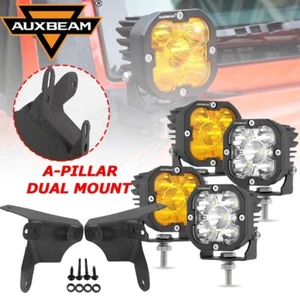 AUXBEAM 3" LED Driving Lights Cube Fog Pods + Mount Bracket For Jeep Wrangler JL - Picture 1 of 12