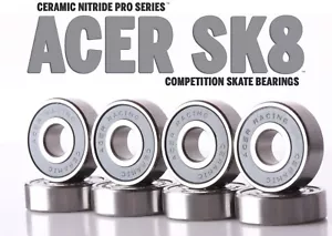 608 Ceramic Skate Bearings 8 piece 8x22x7mm Si3N4 by ACER Racing - Picture 1 of 3