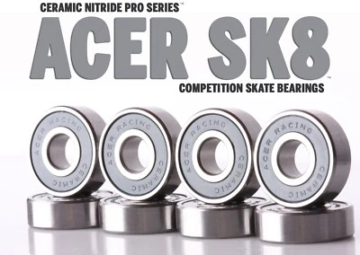 608 Ceramic Skate Bearings 8 piece 8x22x7mm Si3N4 by ACER Racing