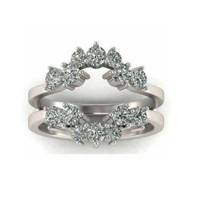 1.24Ct White Round Stone Solitaire Ring Wrap Enhancer In 925 Sterling Silver - Image 1 of 2