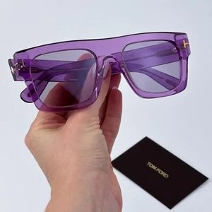 Tom Ford Women Sunglasses Transparent Violet Square FT0711/S FAUSTO 81Y NEW - Picture 1 of 10