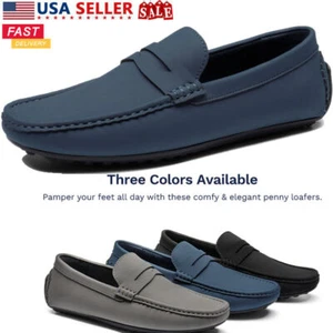 Men Driving Shoes Slip On Loafers Lightweight Casual Penny Shoes US SIZE 8-13 - Picture 1 of 20