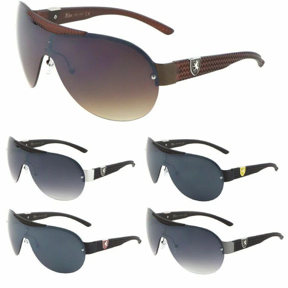 KHAN SEMI RIMLESS ONE PIECE SHIELD LENS WRAP AROUND PILOT AVIATOR SUNGLASSES VTG - Image 1 of 1