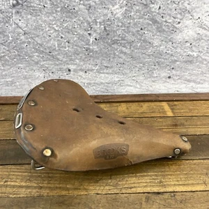 Vintage Brooks B72 Seat Saddle Klunker 4 Rail PARTS Leather Brown Cracks 74 A8 - Picture 1 of 15